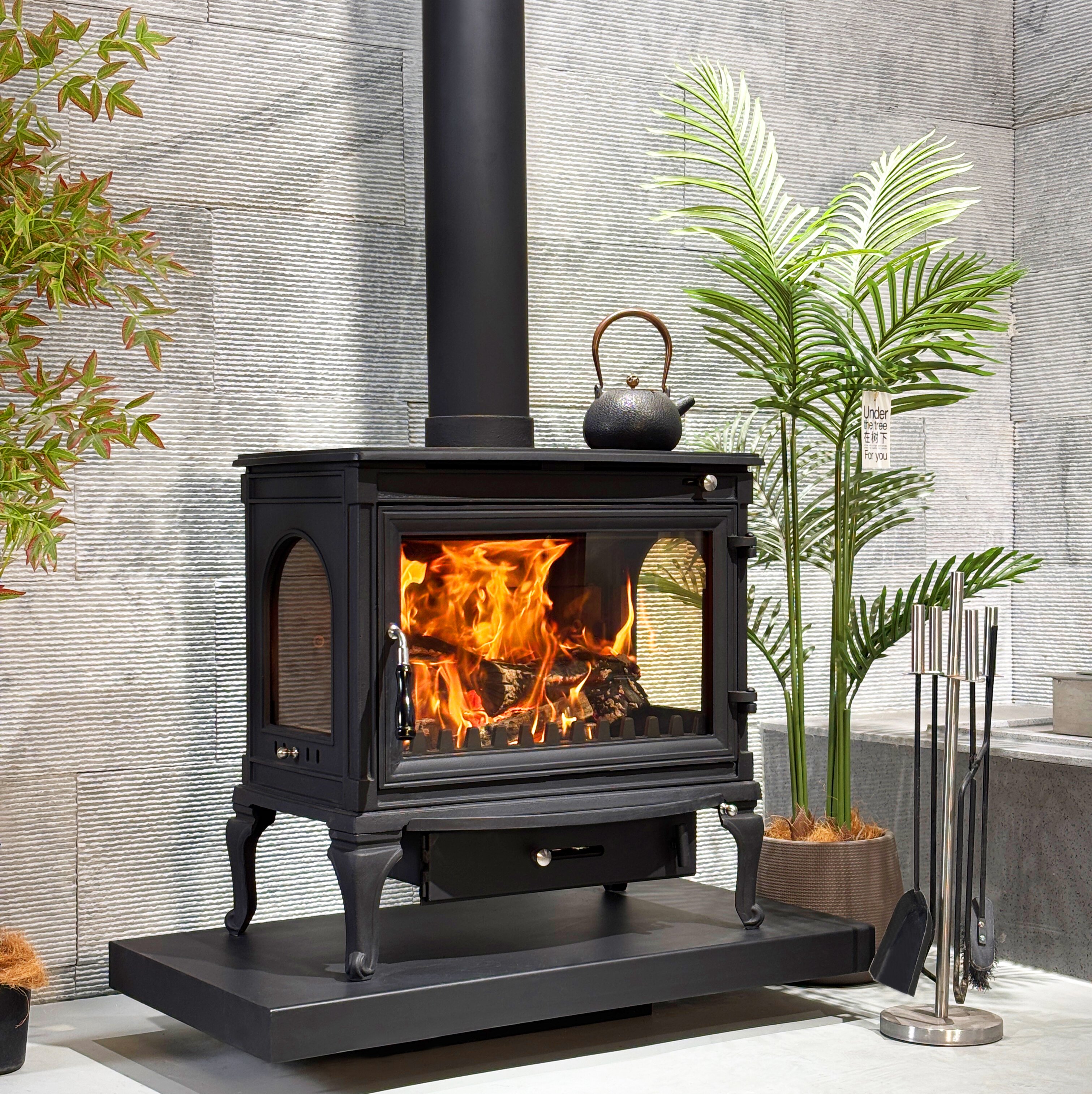 Camiol LS770/LS770S Thick Cast Iron Freestanding Wood Burning Stove Matte Black Indoor Heater