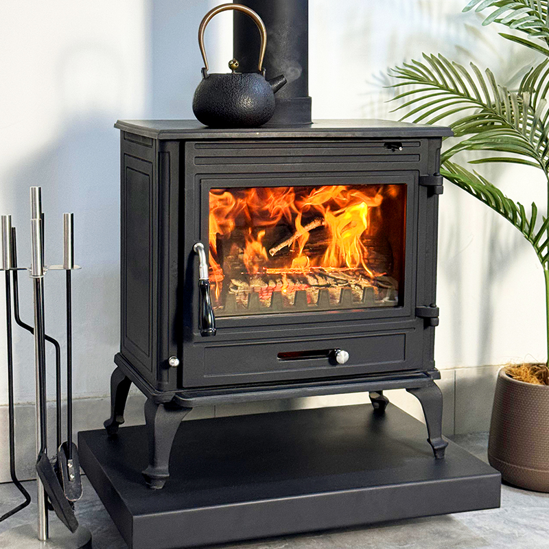 LS640 Thick Cast Iron Freestanding Wood Burning Stove Matte Black Indoor Heating Fireplace