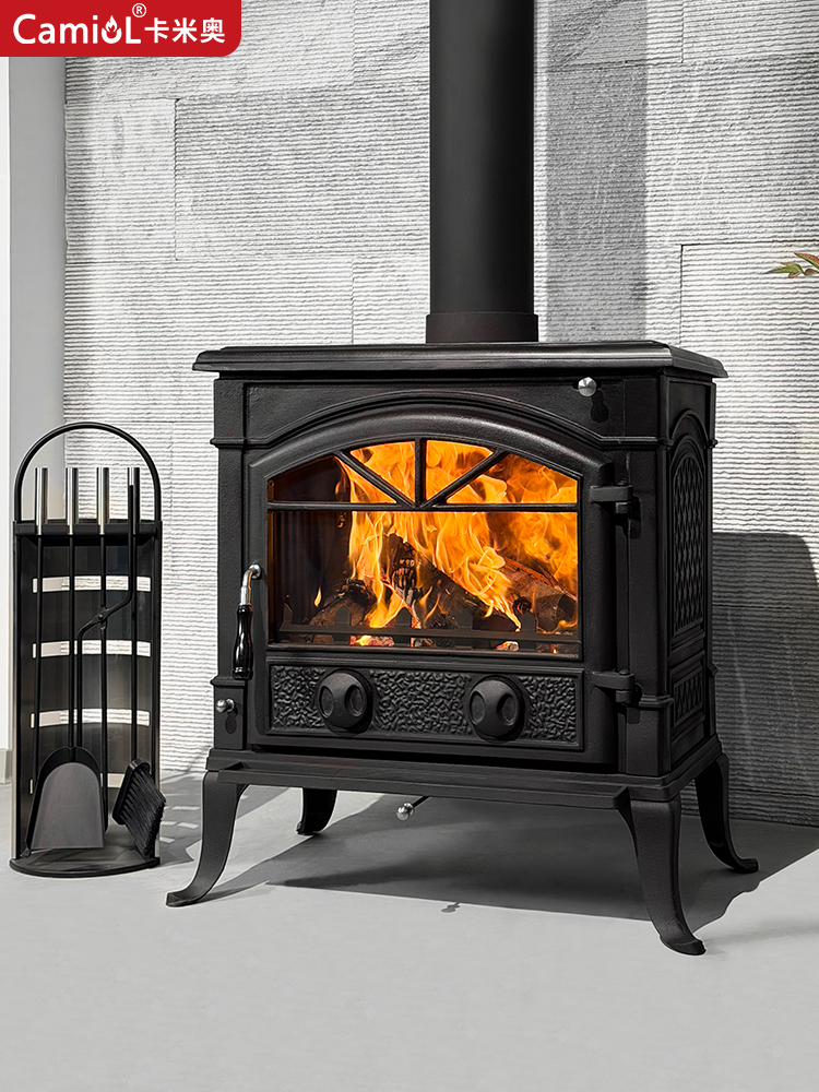 Camiol LS780/LS780B Thick Cast Iron Freestanding Wood Burning Stove Matte Black Indoor Heater