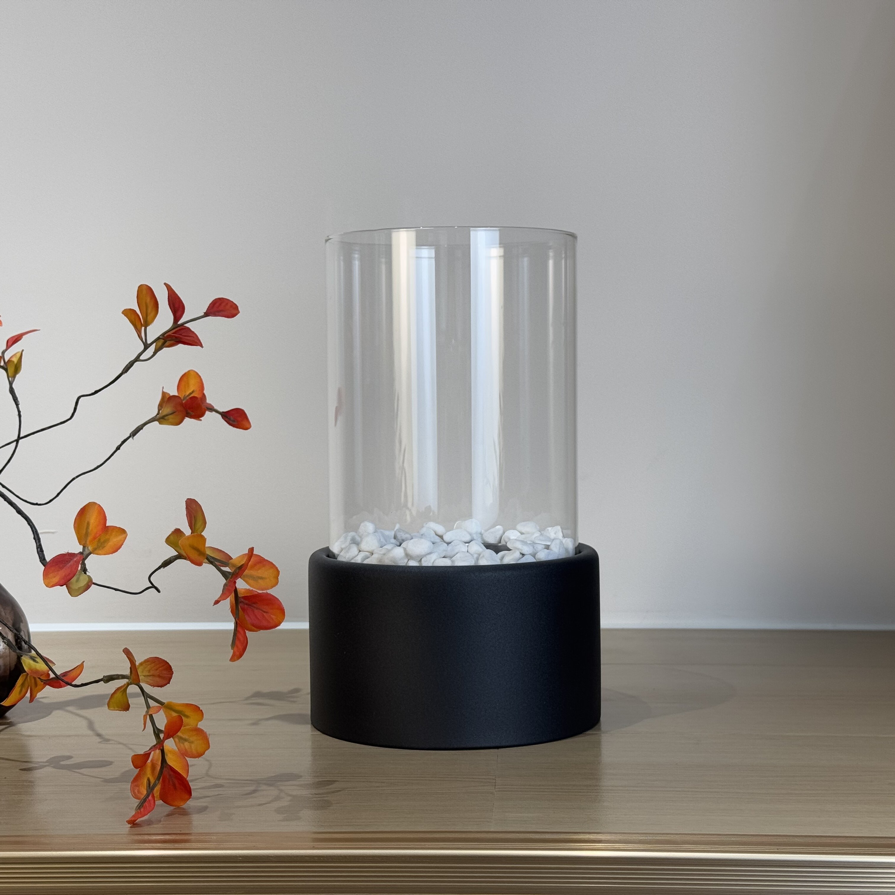 Tabletop Round Bioethanol Fireplace Stainless Steel Indoor Real Fire Fireplace