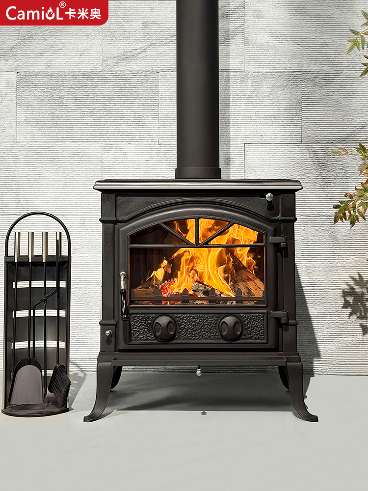 Camiol LS780/LS780B Thick Cast Iron Freestanding Wood Burning Stove Matte Black Indoor Heater