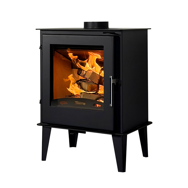 Camiol Angel Matte Black Steel Plate Wood Burning Stove Freestanding Solid Fuel Fireplace For Small Home Heating