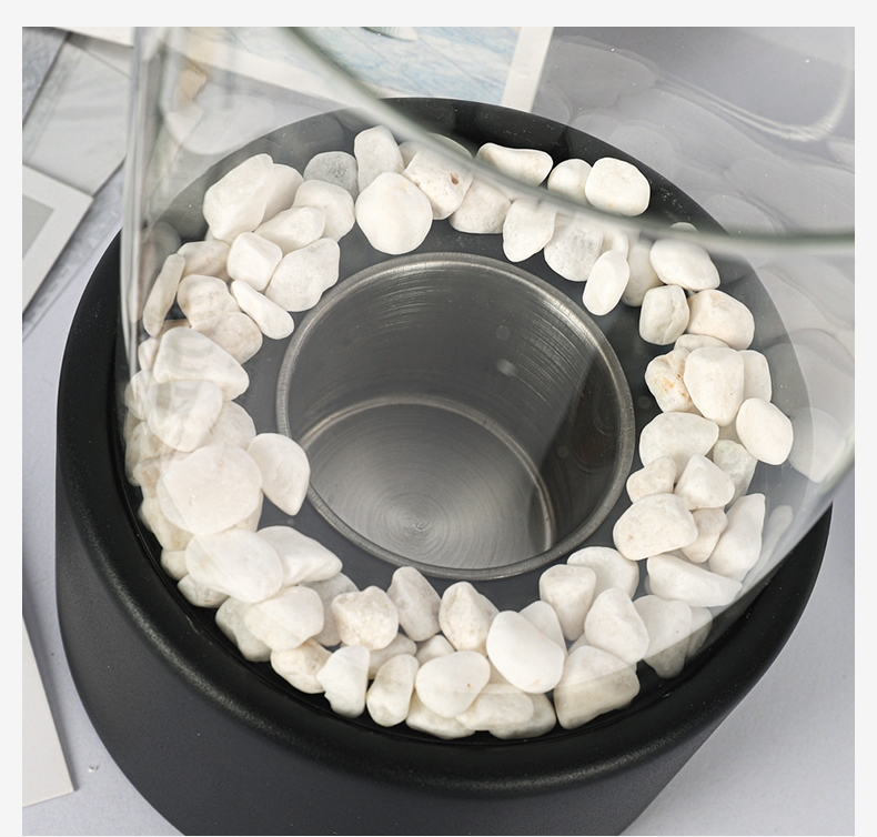 Tabletop Round Bioethanol Fireplace Stainless Steel Indoor Real Fire Fireplace