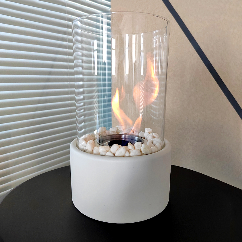 Tabletop Round Bioethanol Fireplace Stainless Steel Indoor Real Fire Fireplace