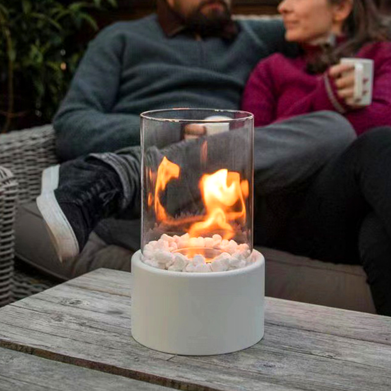 Tabletop Round Bioethanol Fireplace Stainless Steel Indoor Real Fire Fireplace