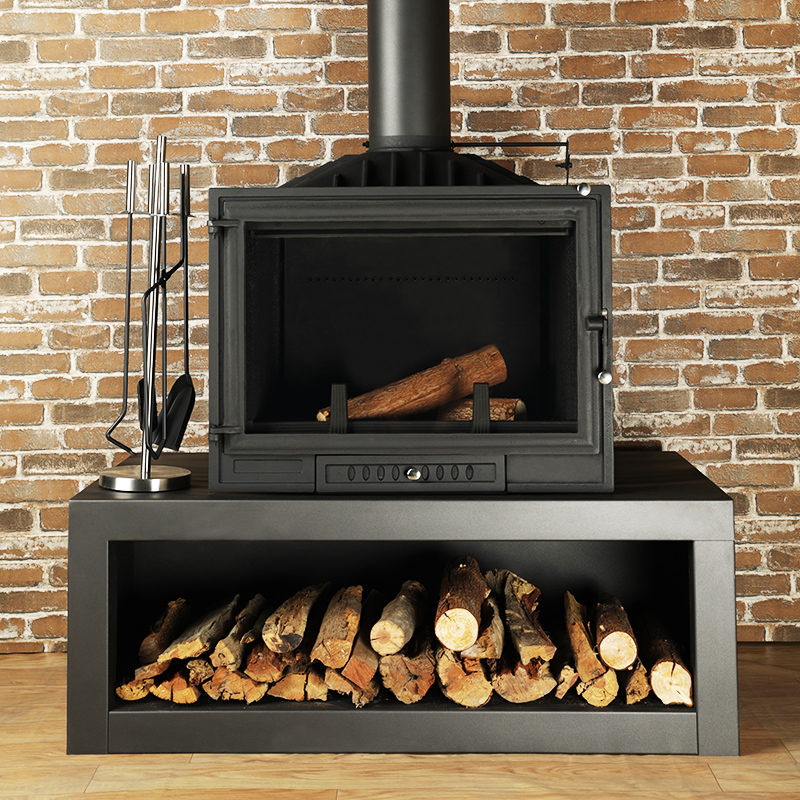 Camiol LS750 Cast Iron Freestanding Wood Burning Stove Matte Black Indoor Fireplace