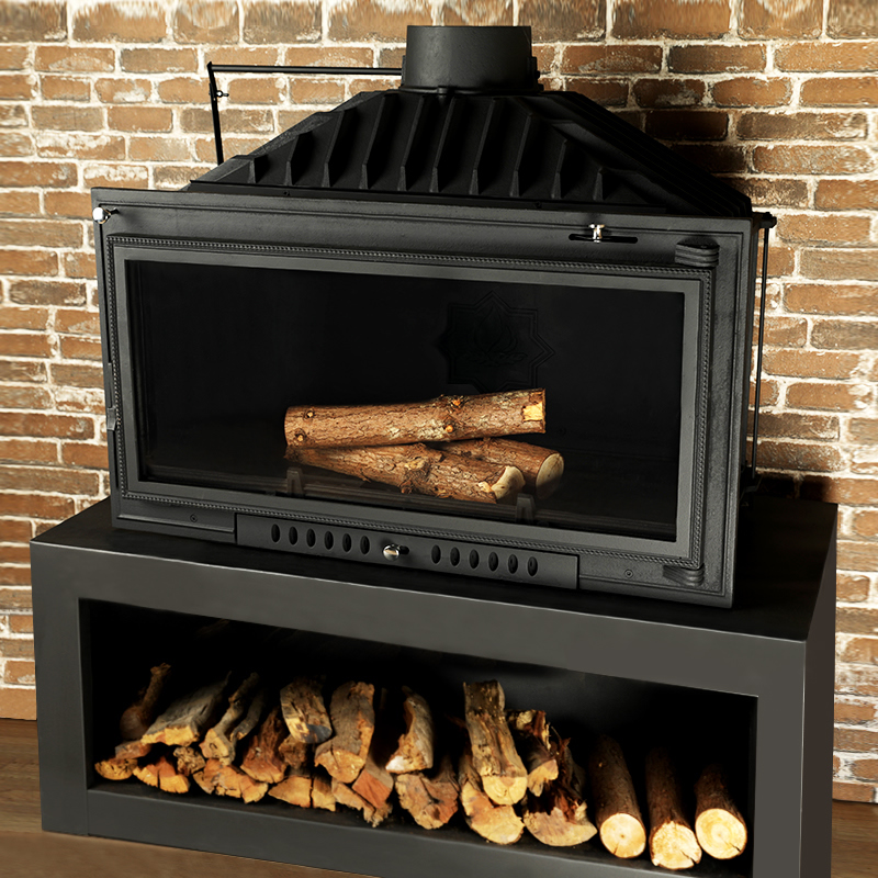 Camiol LS1000 Thick Cast Iron Freestanding Wood Burning Stove Matte Black Indoor Heating Fireplace