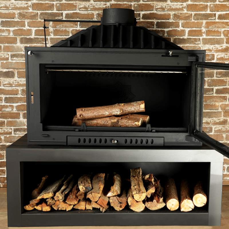Camiol LS1000 Thick Cast Iron Freestanding Wood Burning Stove Matte Black Indoor Heating Fireplace