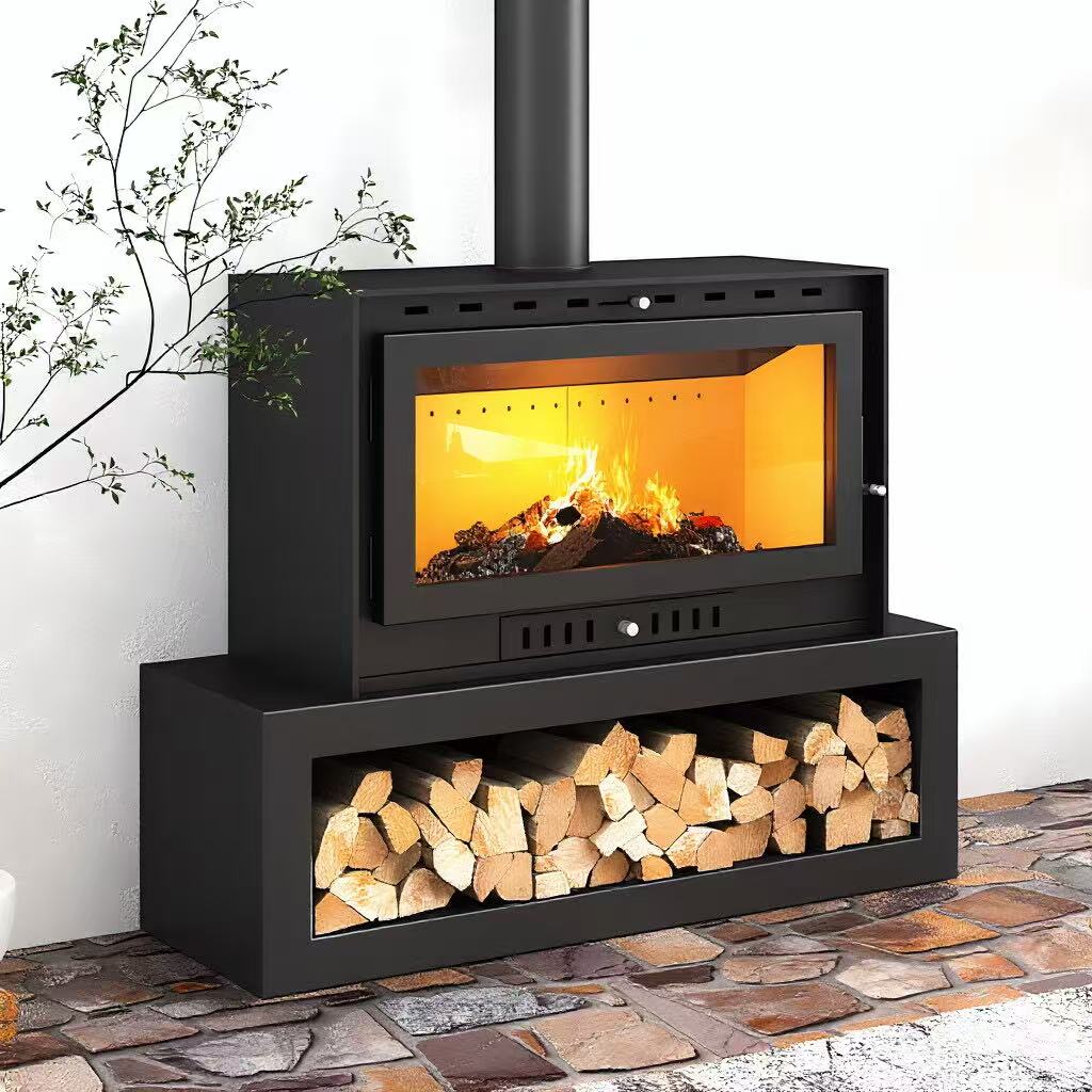 Camiol TH830 Matte Black Steel Plate Freestanding Wood Fireplace Indoor Heating