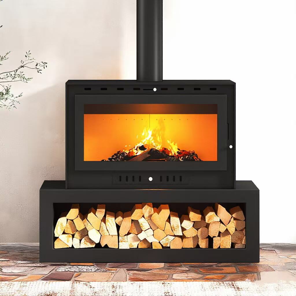Camiol TH830 Matte Black Steel Plate Freestanding Wood Fireplace Indoor Heating
