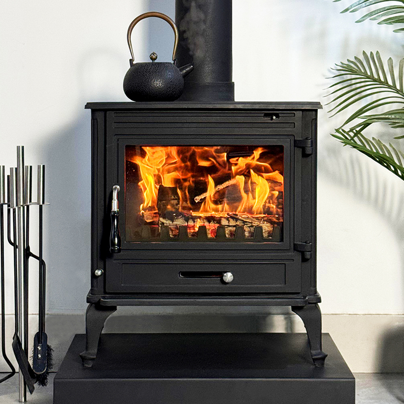 LS640 Thick Cast Iron Freestanding Wood Burning Stove Matte Black Indoor Heating Fireplace
