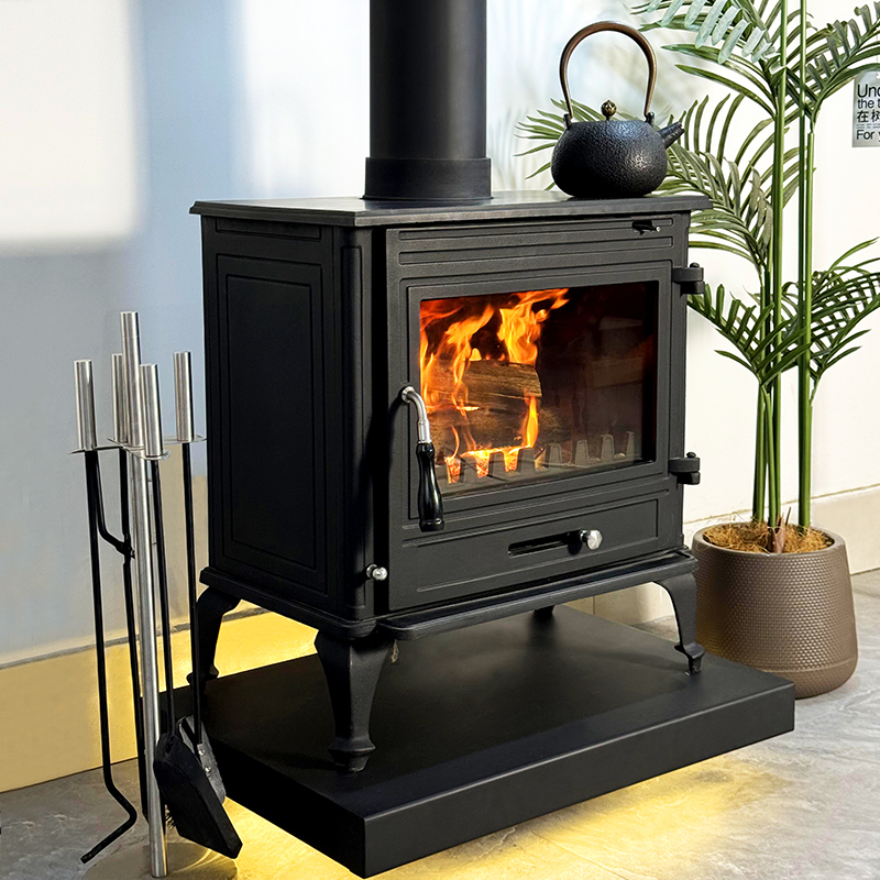 LS640 Thick Cast Iron Freestanding Wood Burning Stove Matte Black Indoor Heating Fireplace