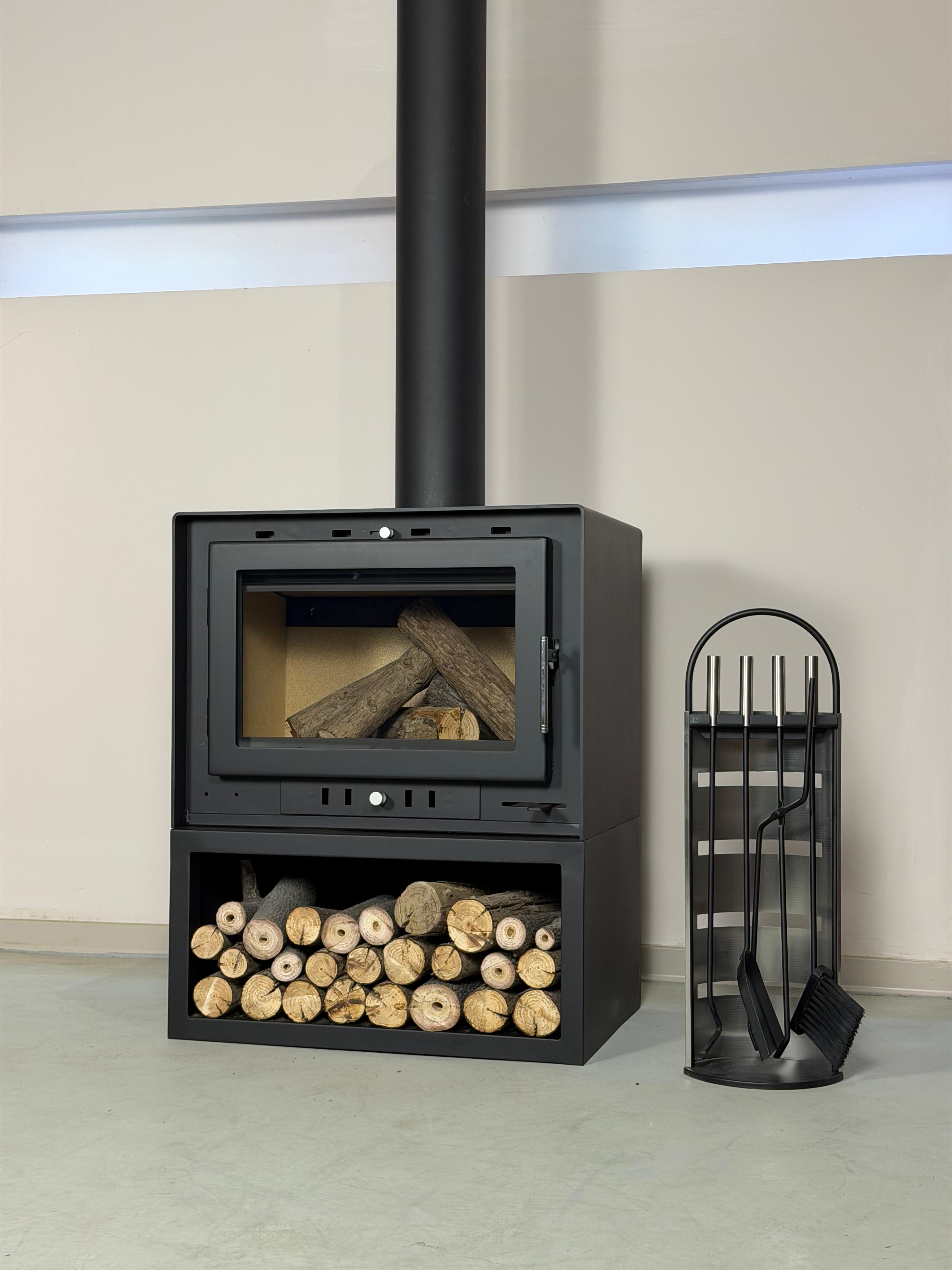 Camiol TH550 Matte Black Steel Plate Freestanding Wood Fireplace Indoor Heating