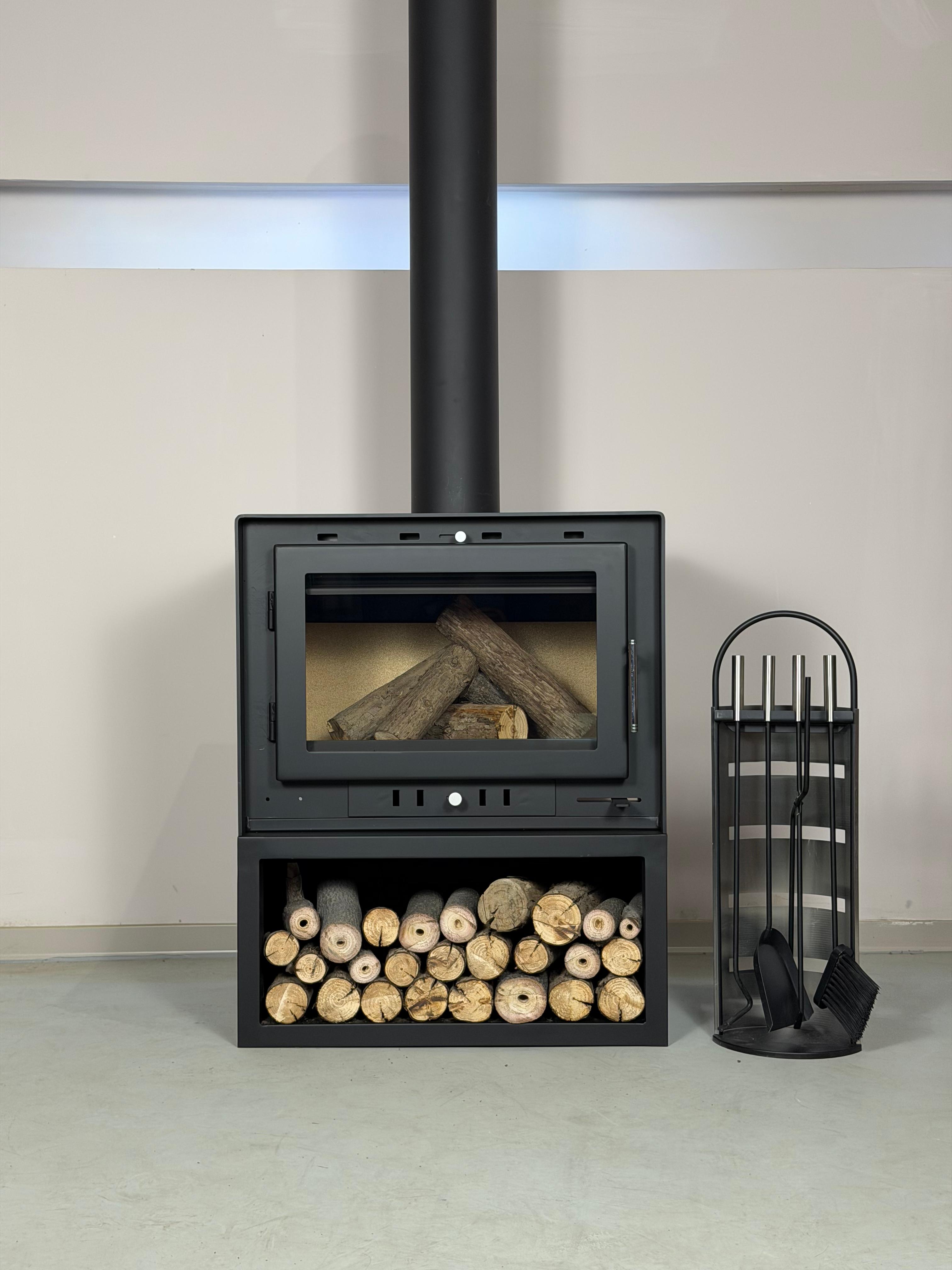 Camiol TH550 Matte Black Steel Plate Freestanding Wood Fireplace Indoor Heating