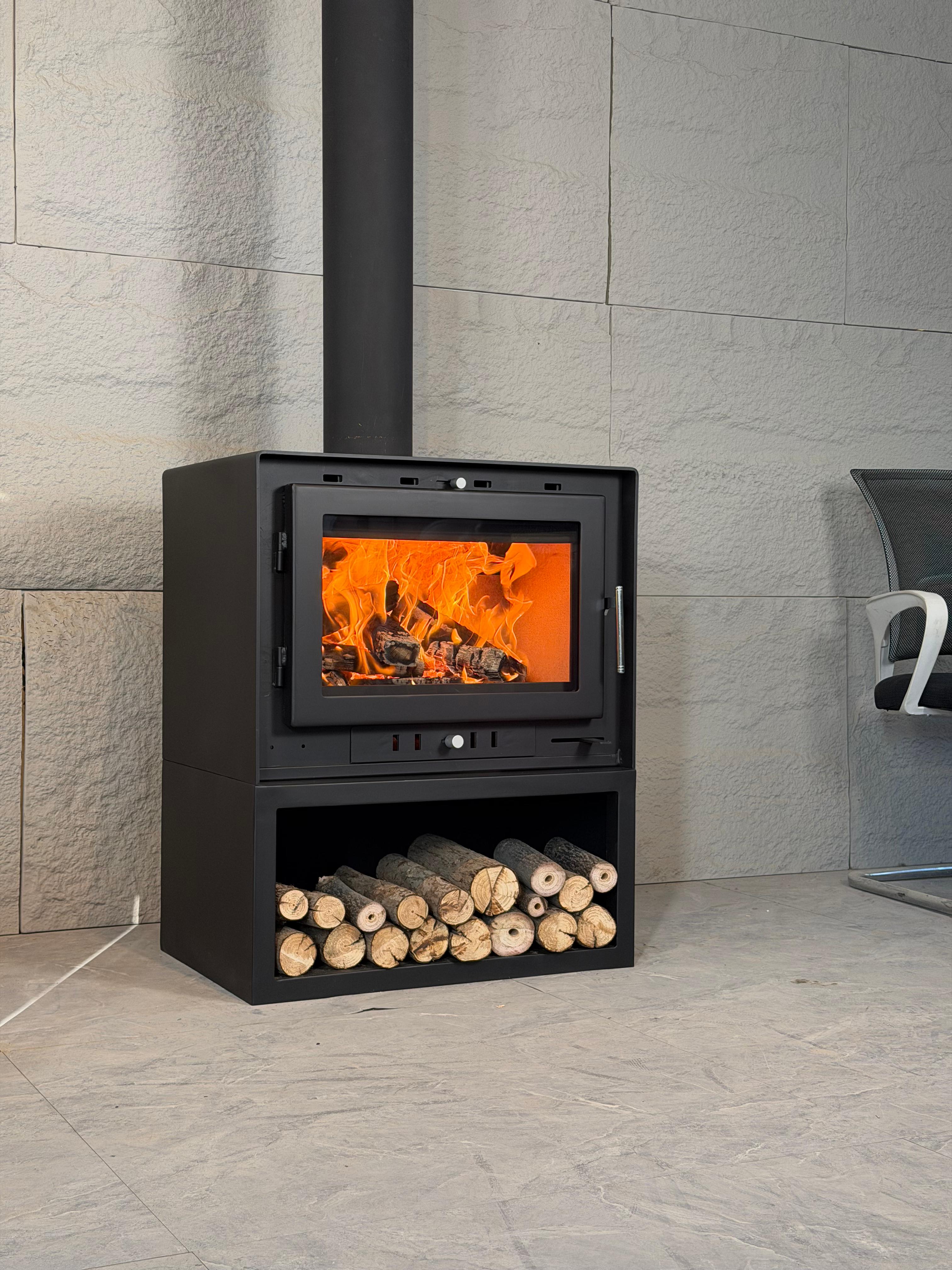 Camiol TH550 Matte Black Steel Plate Freestanding Wood Fireplace Indoor Heating