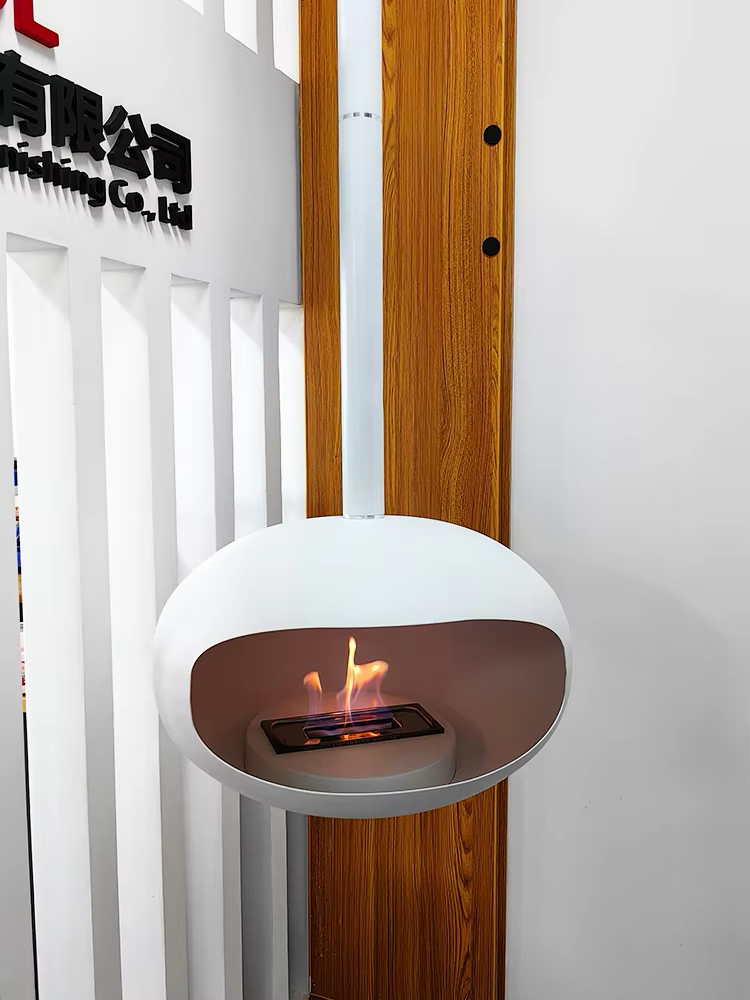 Camiol UFO Hanging Type Bioethanol Fireplace Matte Black Steel Plate Suspended Fireplace