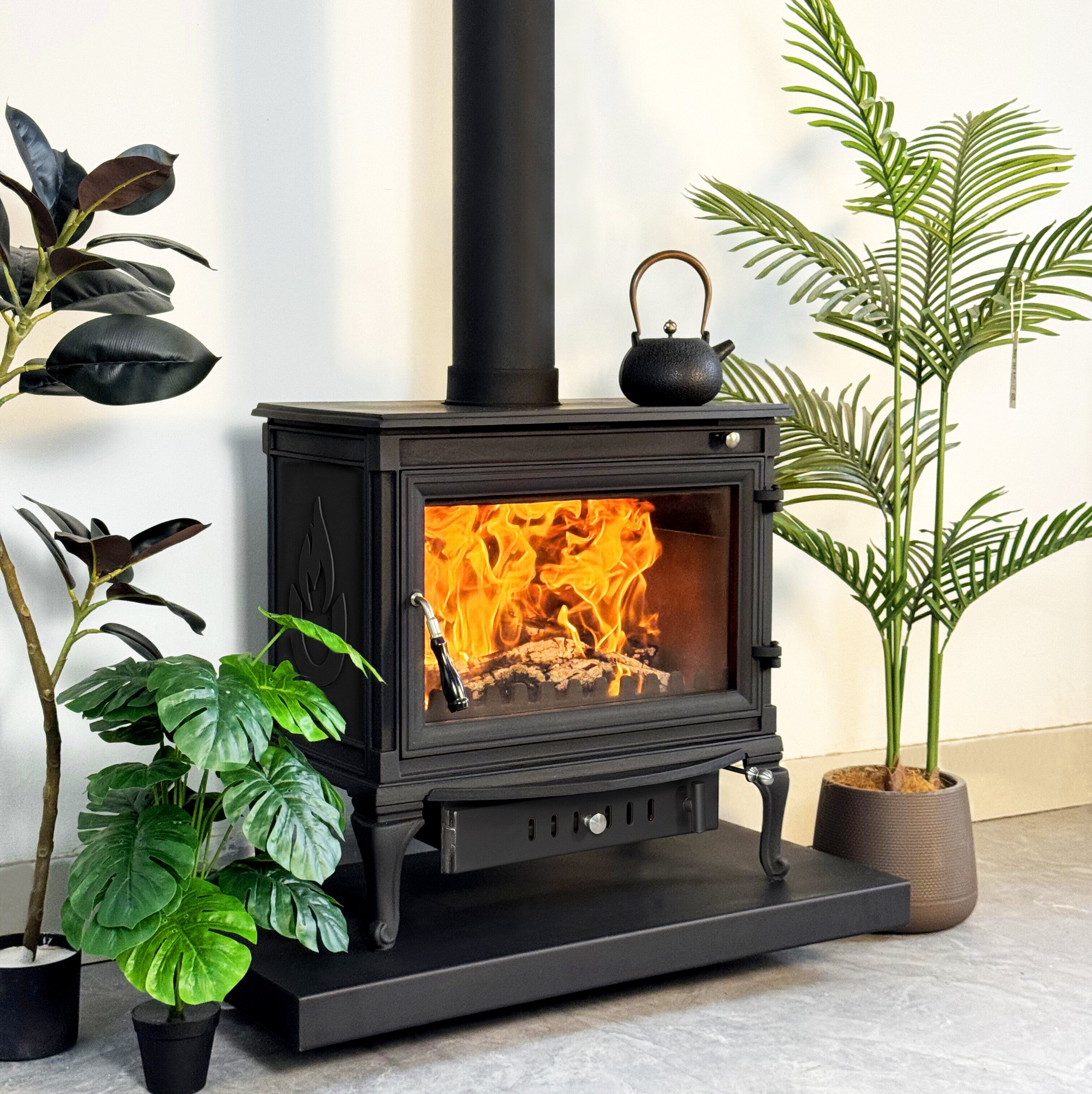 Camiol LS770/LS770S Thick Cast Iron Freestanding Wood Burning Stove Matte Black Indoor Heater