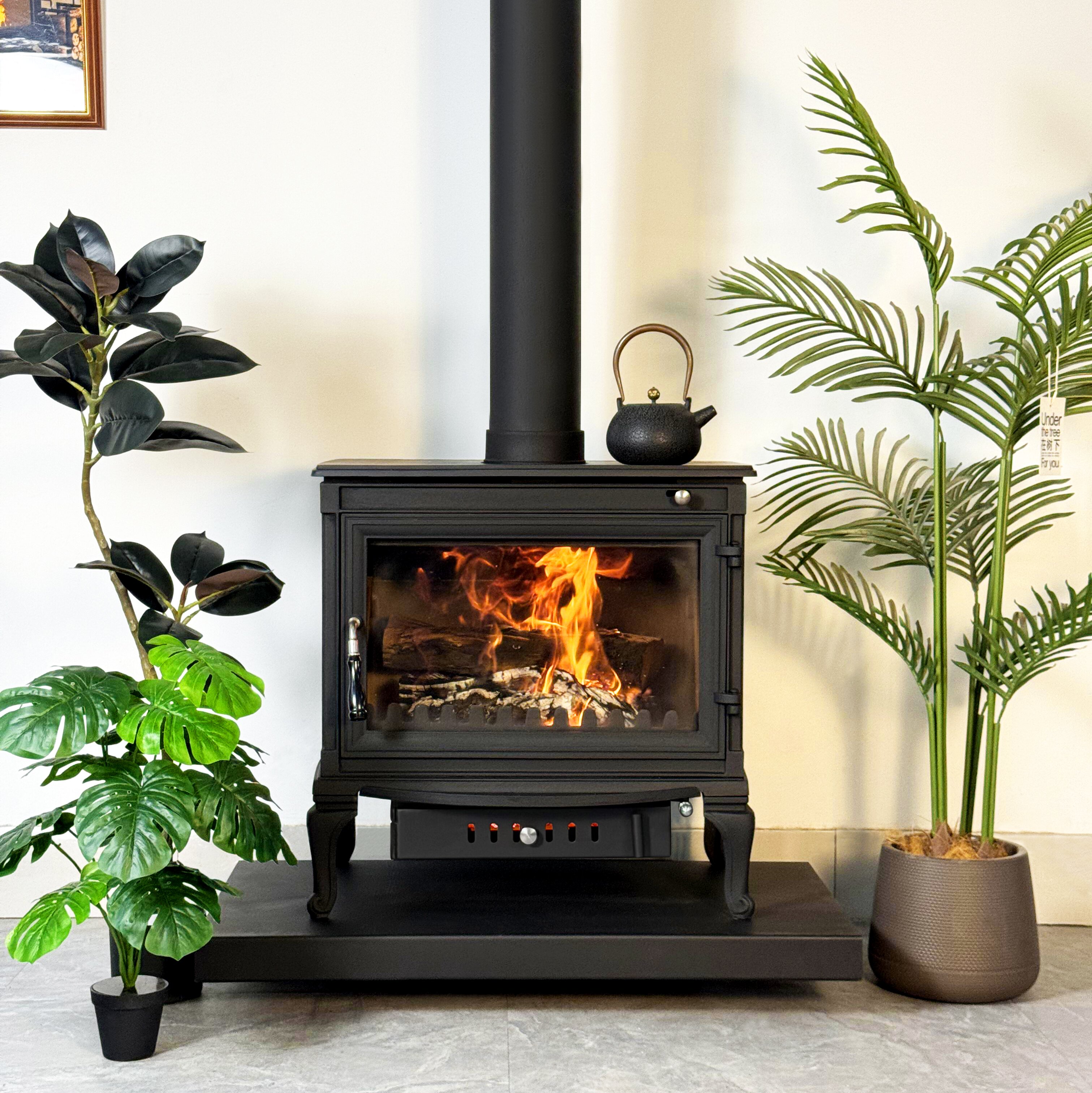 Camiol LS770/LS770S Thick Cast Iron Freestanding Wood Burning Stove Matte Black Indoor Heater