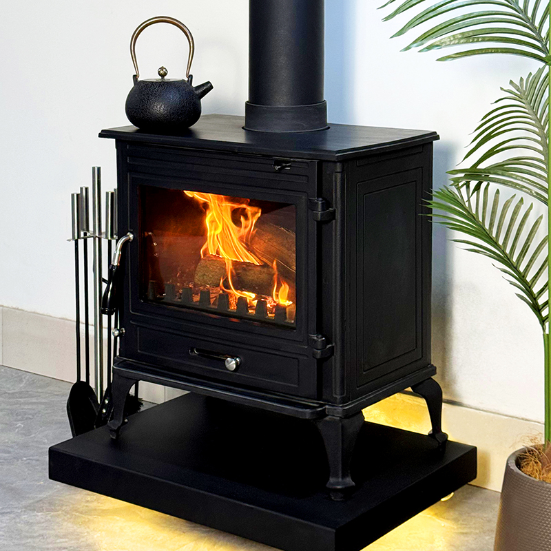 LS640 Thick Cast Iron Freestanding Wood Burning Stove Matte Black Indoor Heating Fireplace