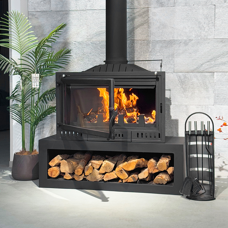 Camiol LS900 Thick Cast Iron Freestanding Wood Burning Stove Matte Black Indoor Heating Fireplace