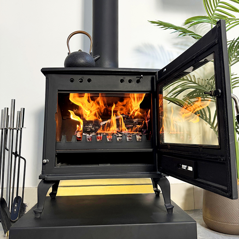 LS640 Thick Cast Iron Freestanding Wood Burning Stove Matte Black Indoor Heating Fireplace