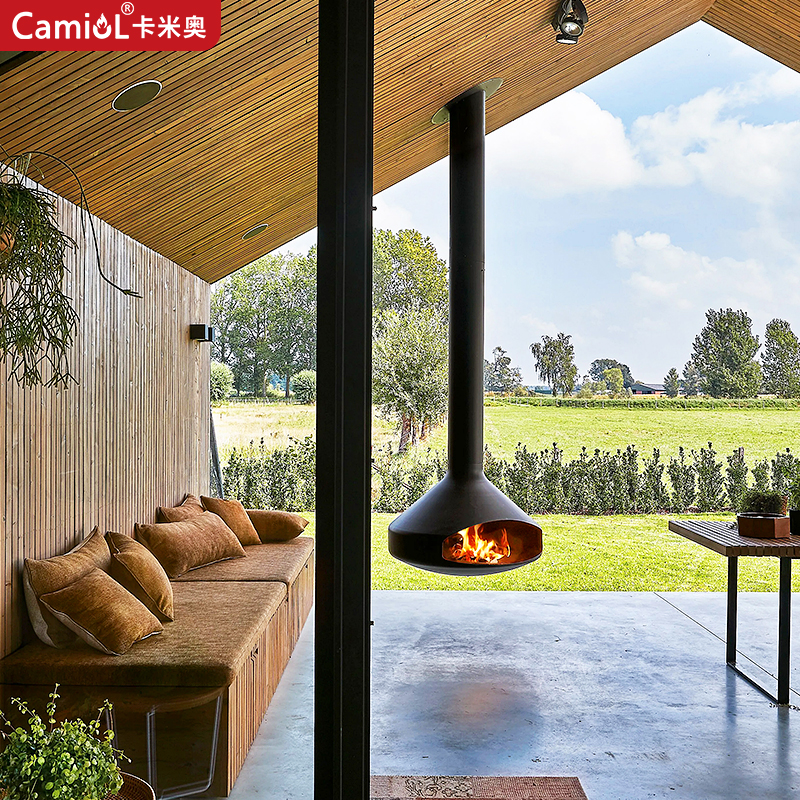 CX-7 Steel Plate Hanging Wood Burning Fireplace