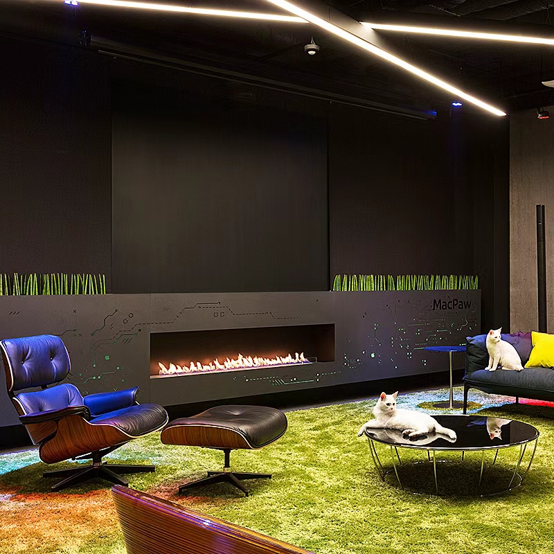 Camiol Stainless Steel Matte Black Ethanol Fireplace Indoor Bioethanol Real Fire Fireplace