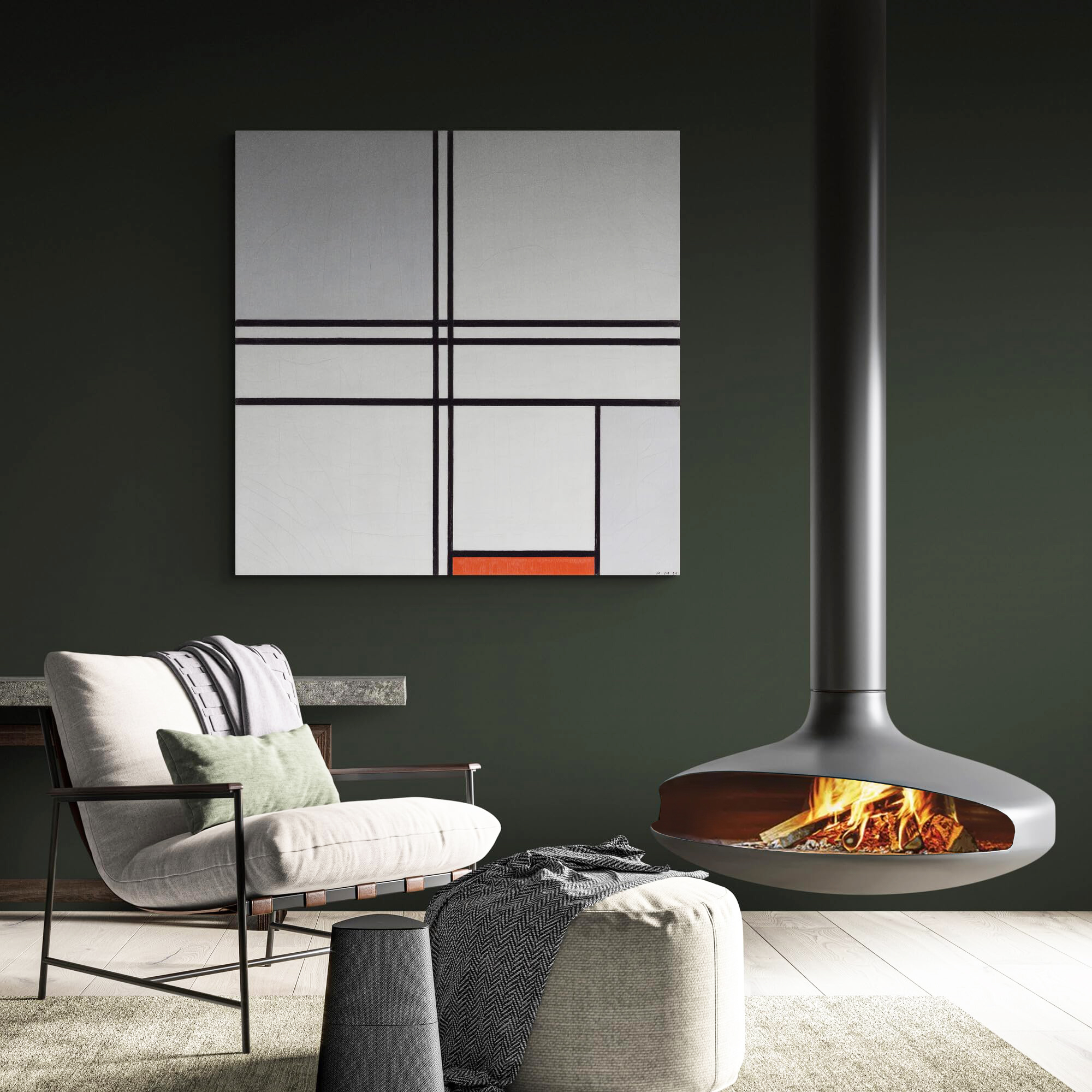 Camiol CX-3 Modern Hanging Fireplace Matte Black Steel Plate Suspended Wood Burning Stove for Indoor Home