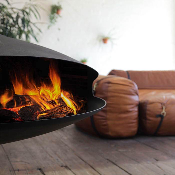 Camiol CX-3 Modern Hanging Fireplace Matte Black Steel Plate Suspended Wood Burning Stove for Indoor Home