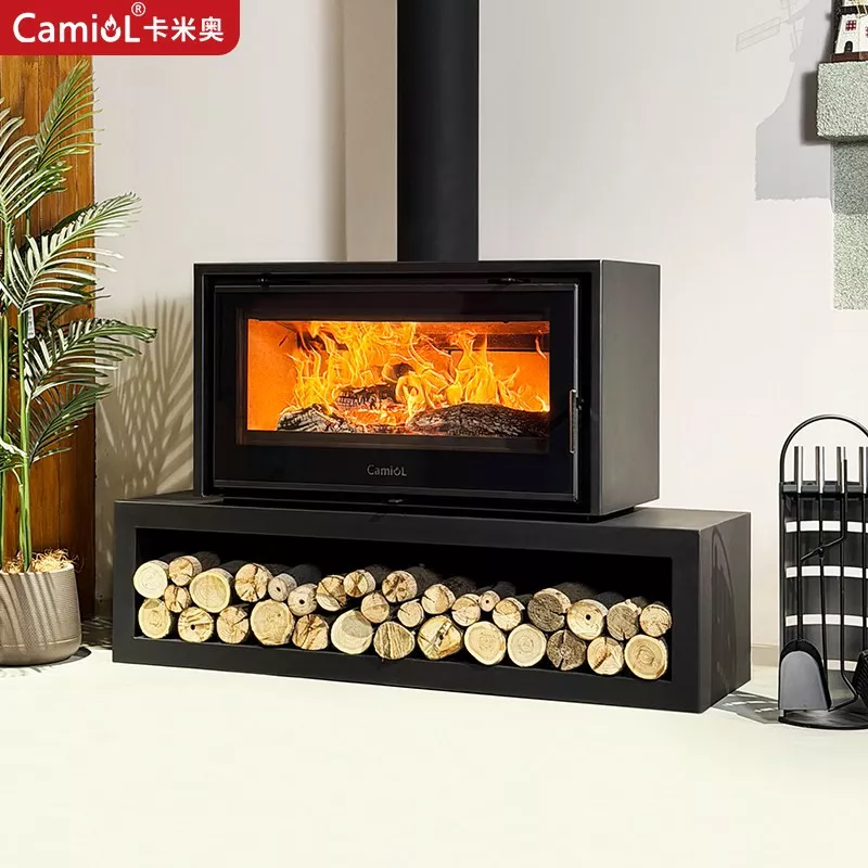 Camiol DF1050 Matte Black Double Mild Steel Plate Single & Double Sided Wood Fireplace Indoor Heating