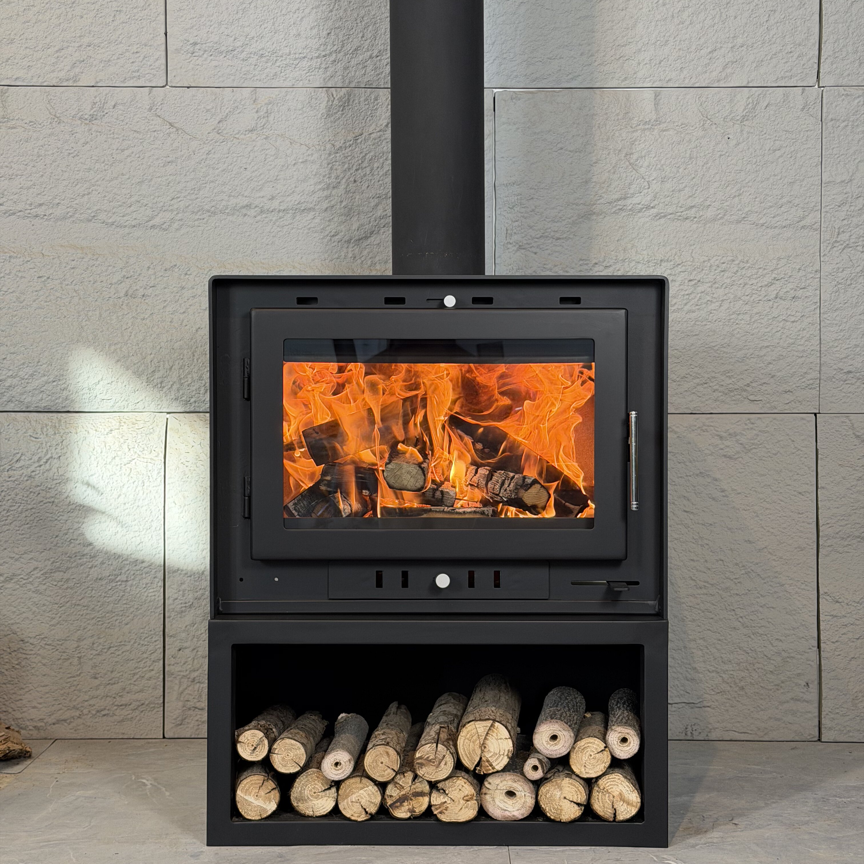 Camiol TH550 Matte Black Steel Plate Freestanding Wood Fireplace Indoor Heating