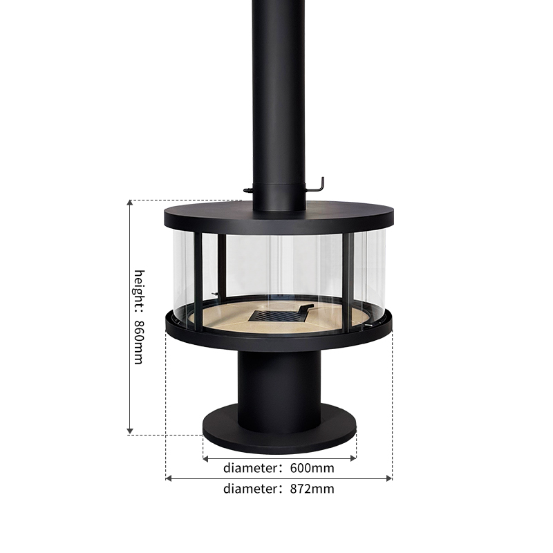 CX-12 Steel Plate Hanging Wood Burning Fireplace For Villa Living Room