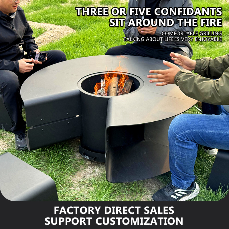 Camiol C1500 Matte Black Steel Plate Outdoor Fire Pit