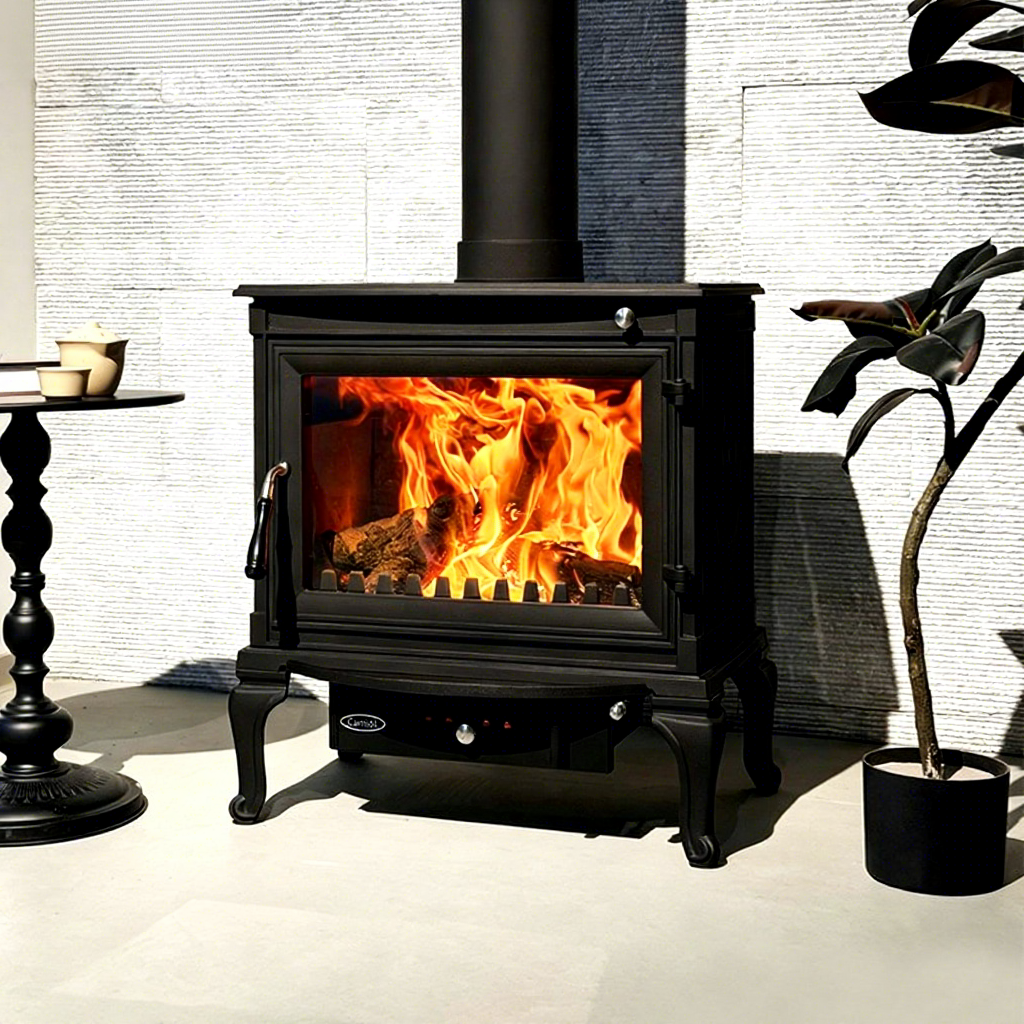 LS650 Thick Cast Iron Freestanding Wood Burning Stove Matte Black Indoor Heating Fireplace