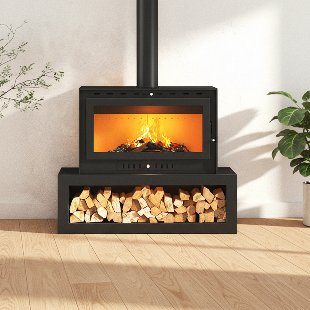 Camiol TH830 Matte Black Steel Plate Freestanding Wood Fireplace Indoor Heating