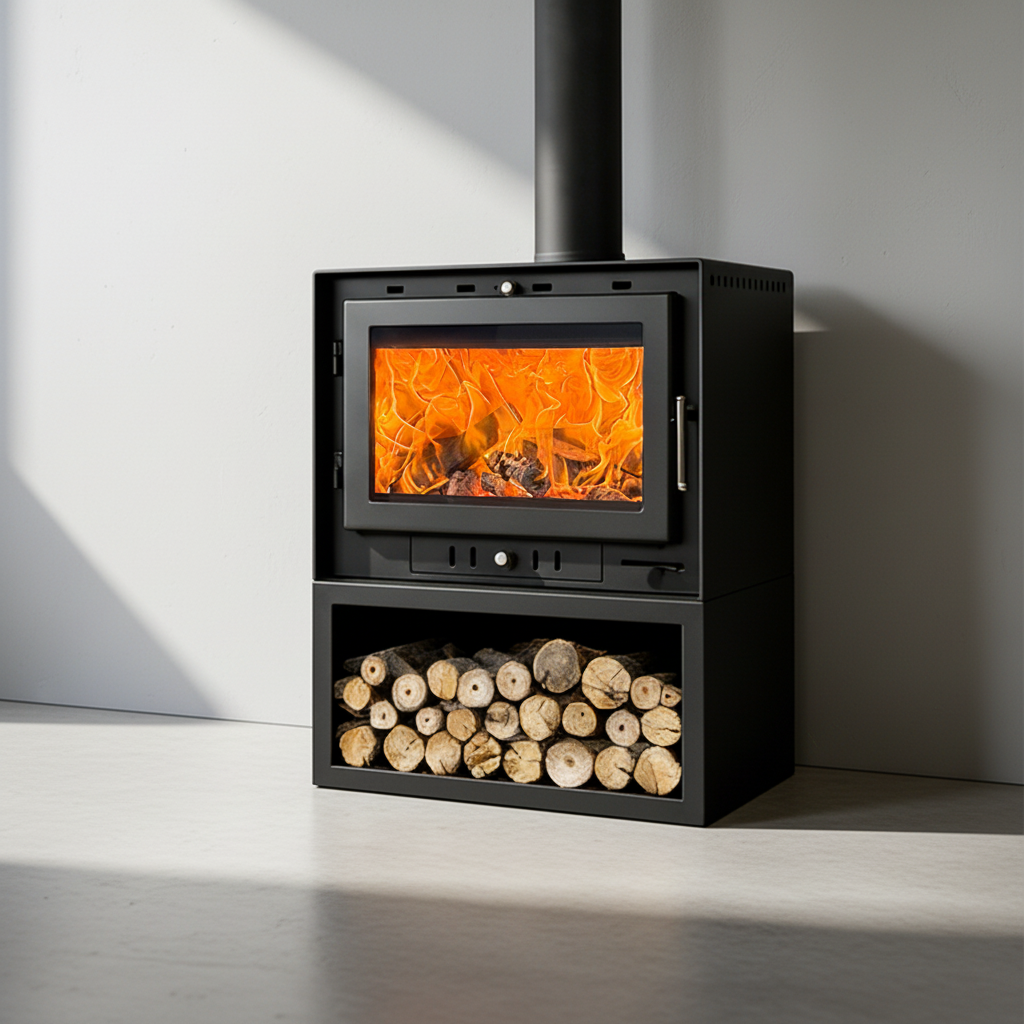 Camiol TH750 Matte Black Steel Plate Freestanding Wood Fireplace Indoor Heating